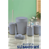 Takaz Global 5 li Banyo Seti Alesta Design GRİ